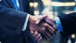 two people having a handshake